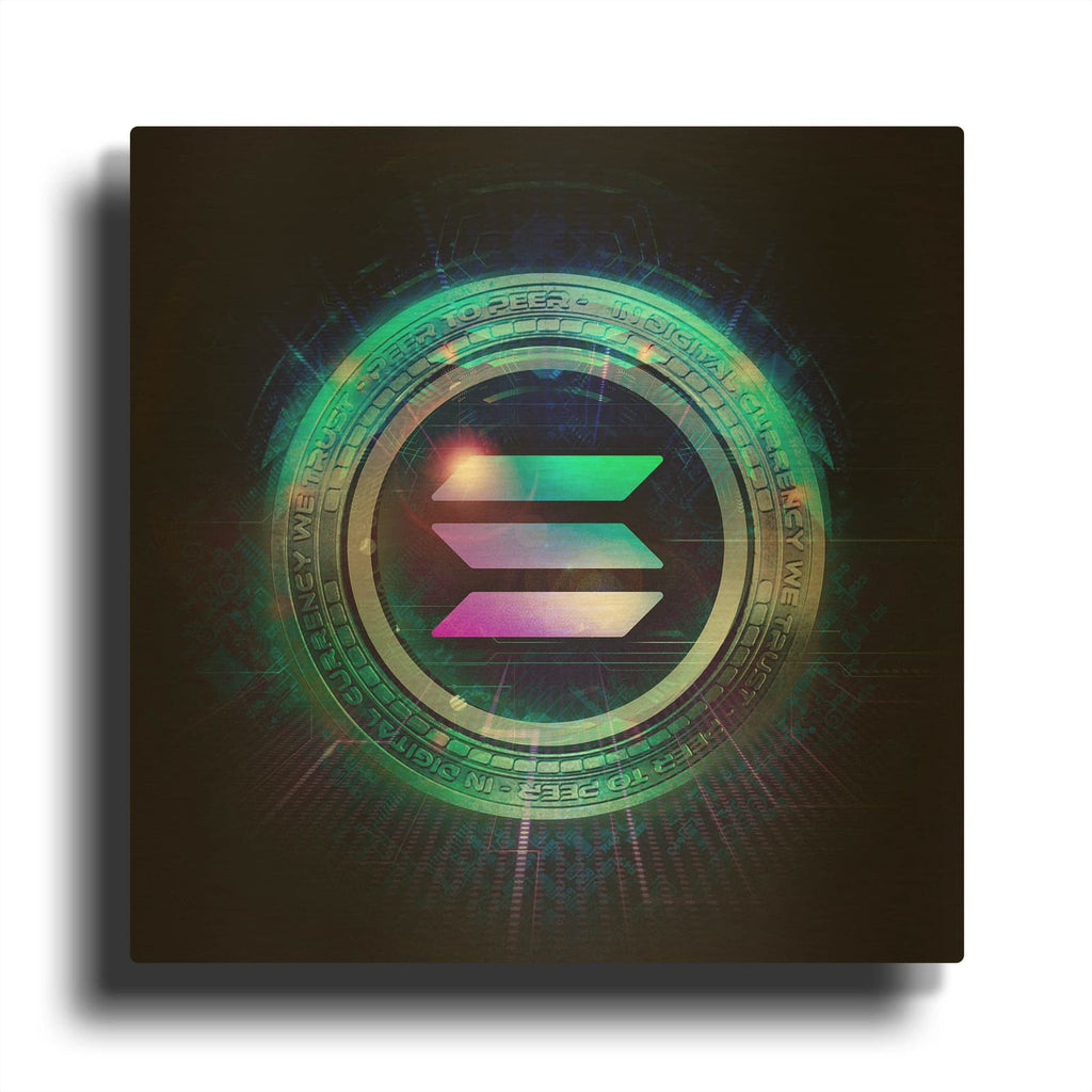 'Wagmi Solana Crypto' By Valentyn Artemenko Gold Metal Wall Art