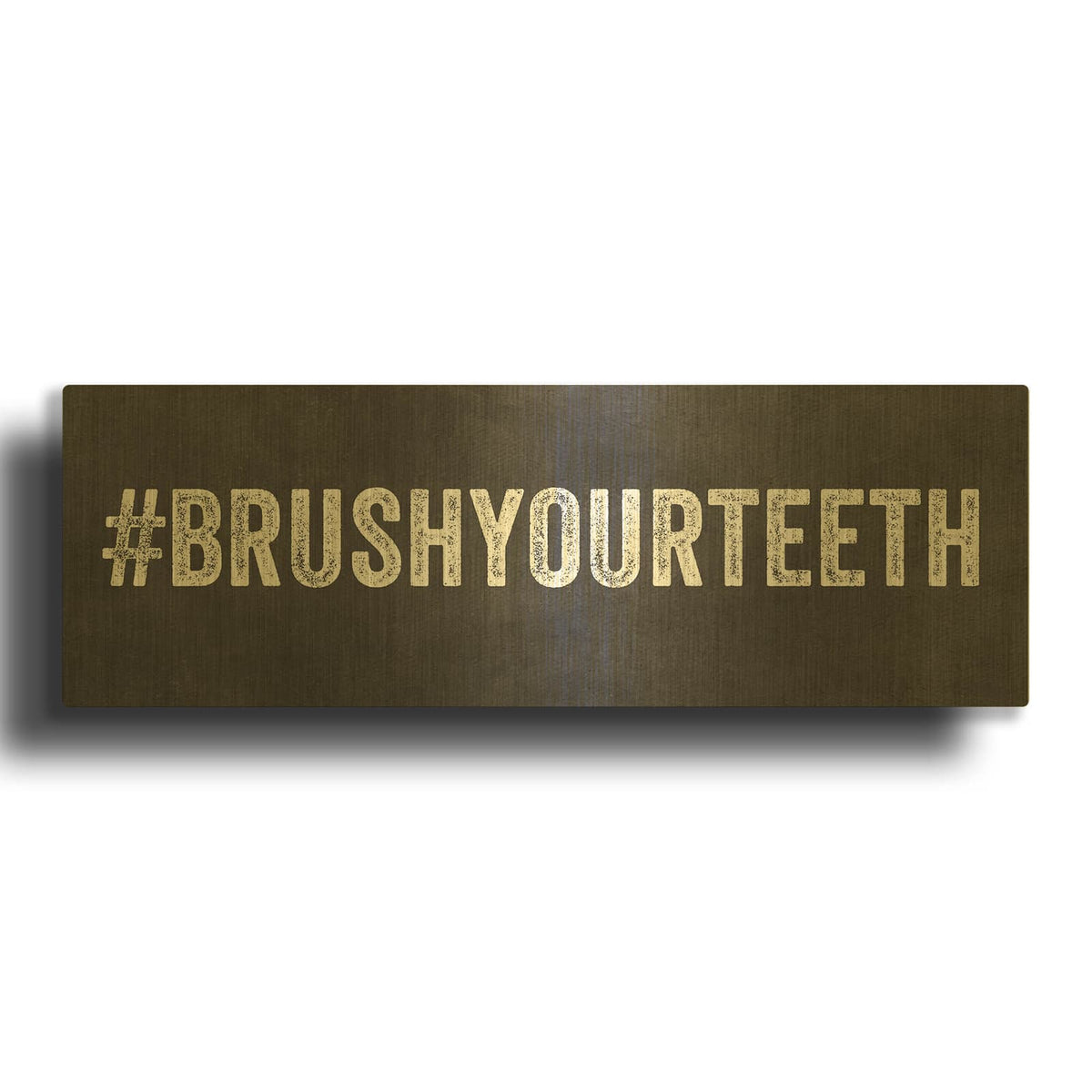 'Brush Your Teeth' By Linda Woods Gold Metal Wall Art