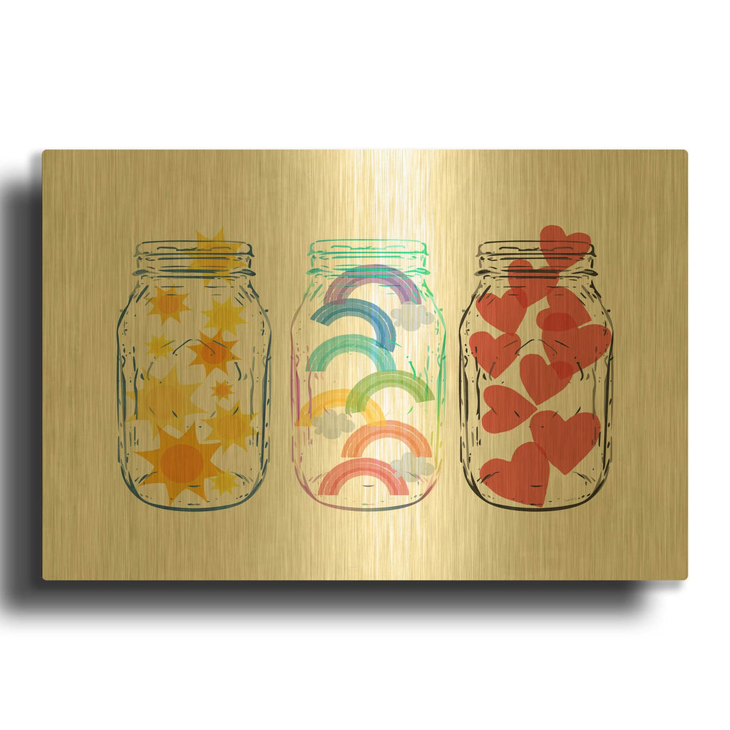 'Jars Of Life' By Linda Woods Gold Metal Wall Art