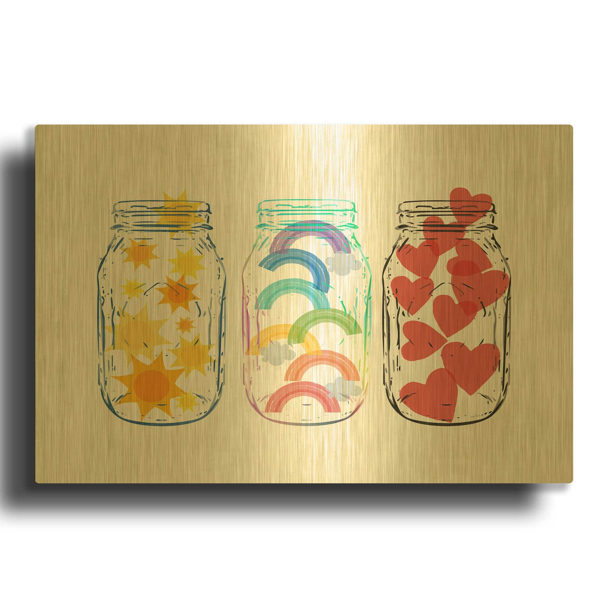 'Jars Of Life' By Linda Woods Gold Metal Wall Art
