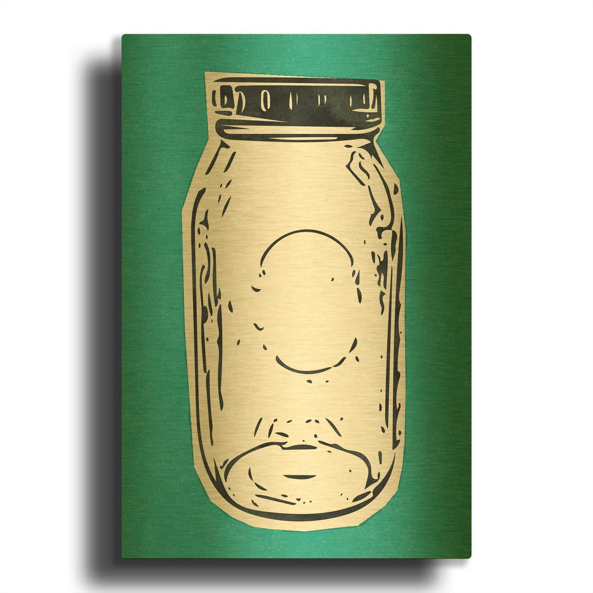 'Pop Art Mason Jar Blue' By Linda Woods Gold Metal Wall Art