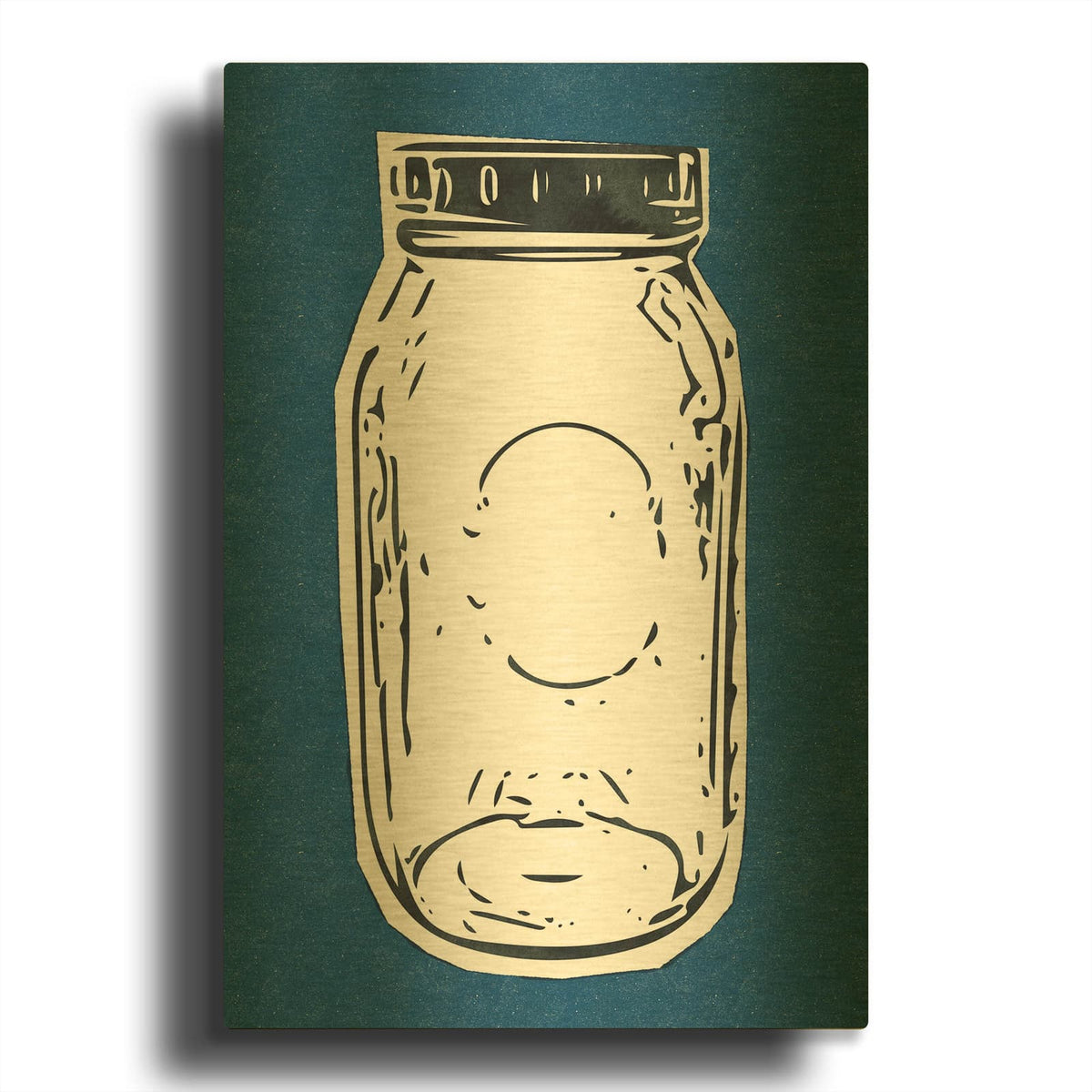 'Pop Art Mason Jar Dark Blue' By Linda Woods Gold Metal Wall Art
