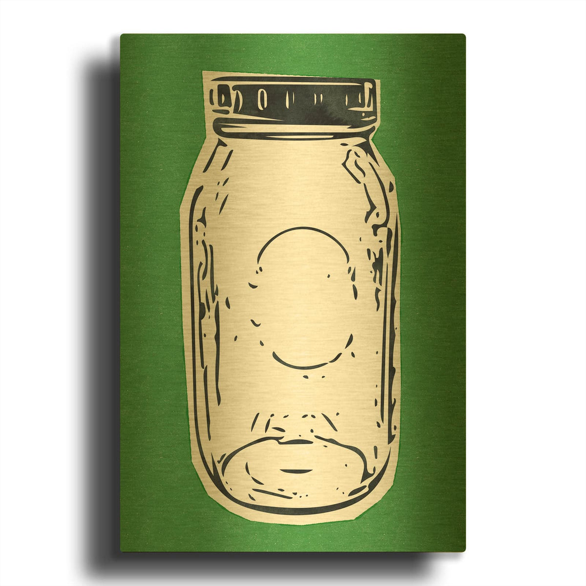 'Pop Art Mason Jar Green' By Linda Woods Gold Metal Wall Art