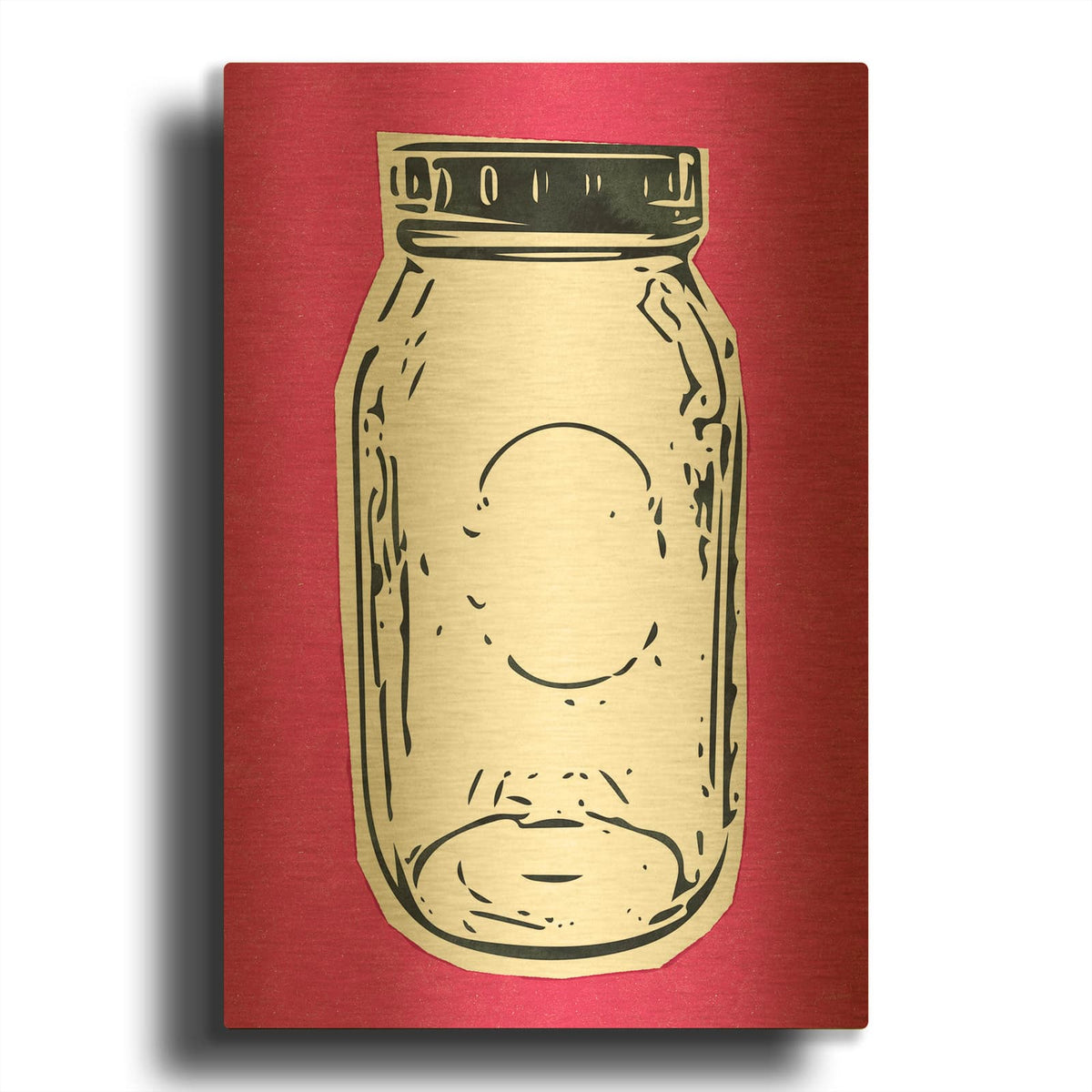 'Pop Art Mason Jar Hot Pink' By Linda Woods Gold Metal Wall Art