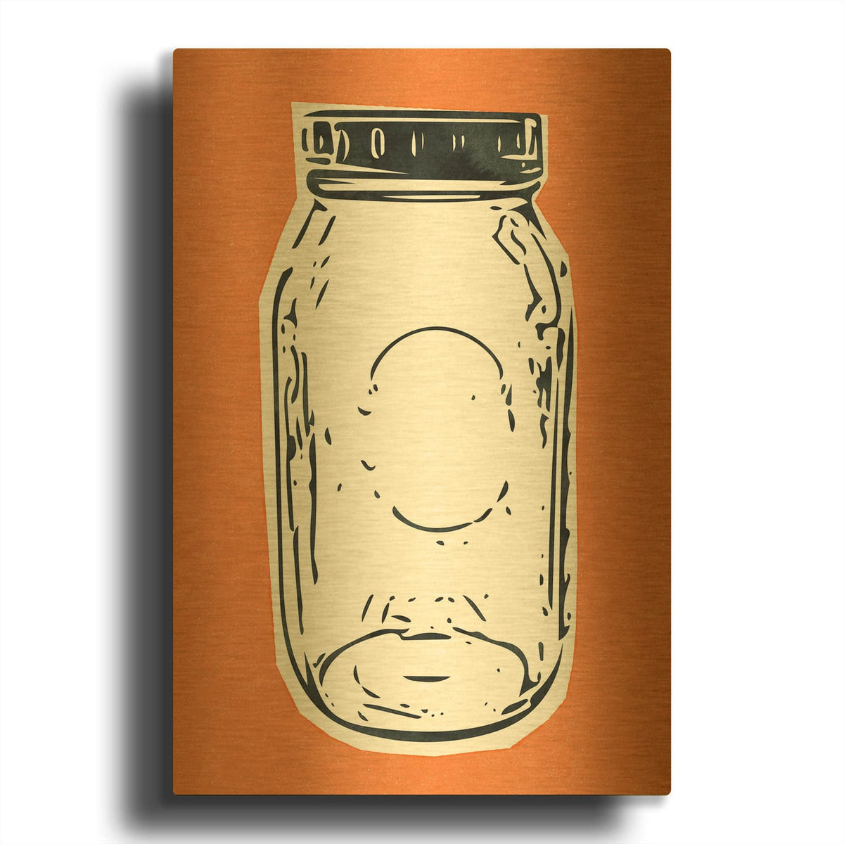'Pop Art Mason Jar Orange' By Linda Woods Gold Metal Wall Art