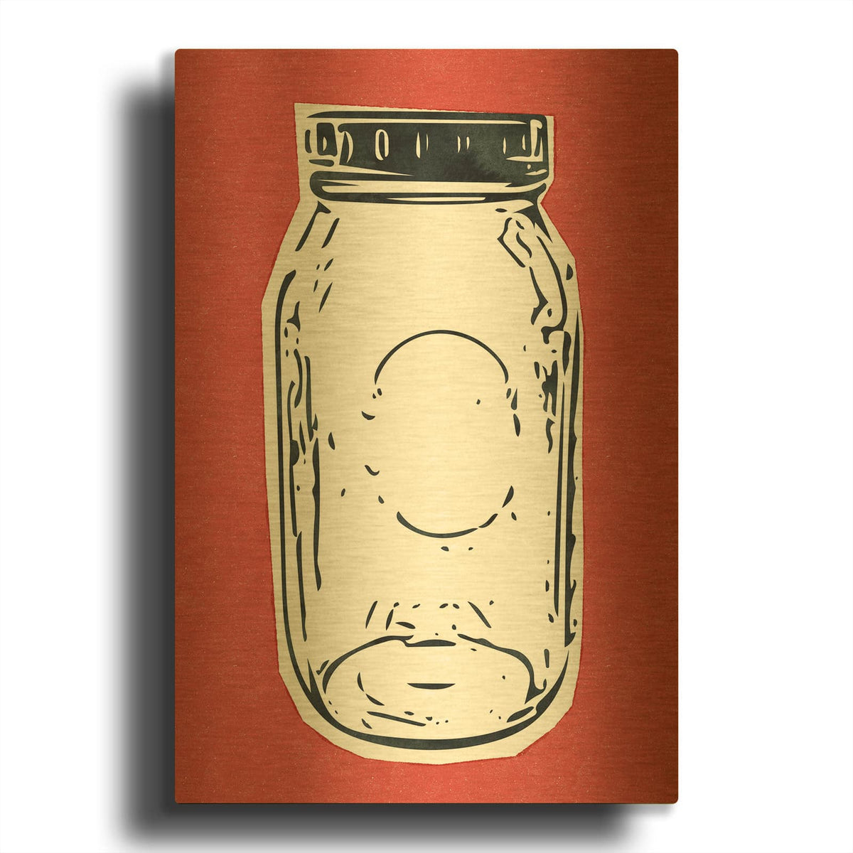 'Pop Art Mason Jar Red' By Linda Woods Gold Metal Wall Art