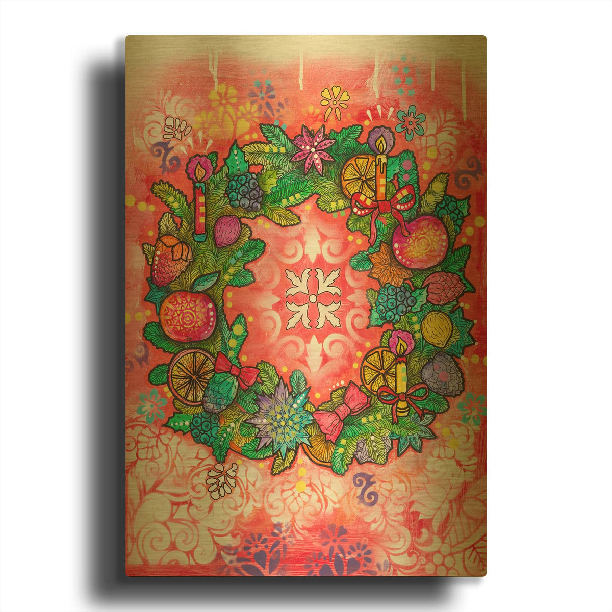 'Citrus Wreath' By Dean Russo Gold Metal Wall Art