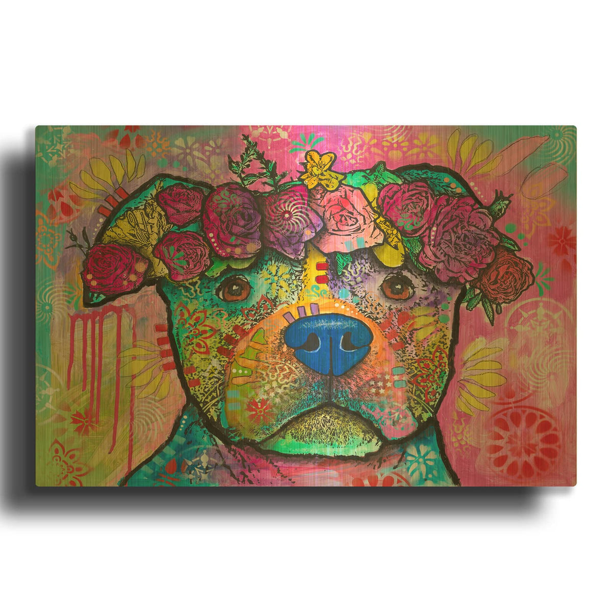 'Flower Crown Cutie' By Dean Russo Gold Metal Wall Art