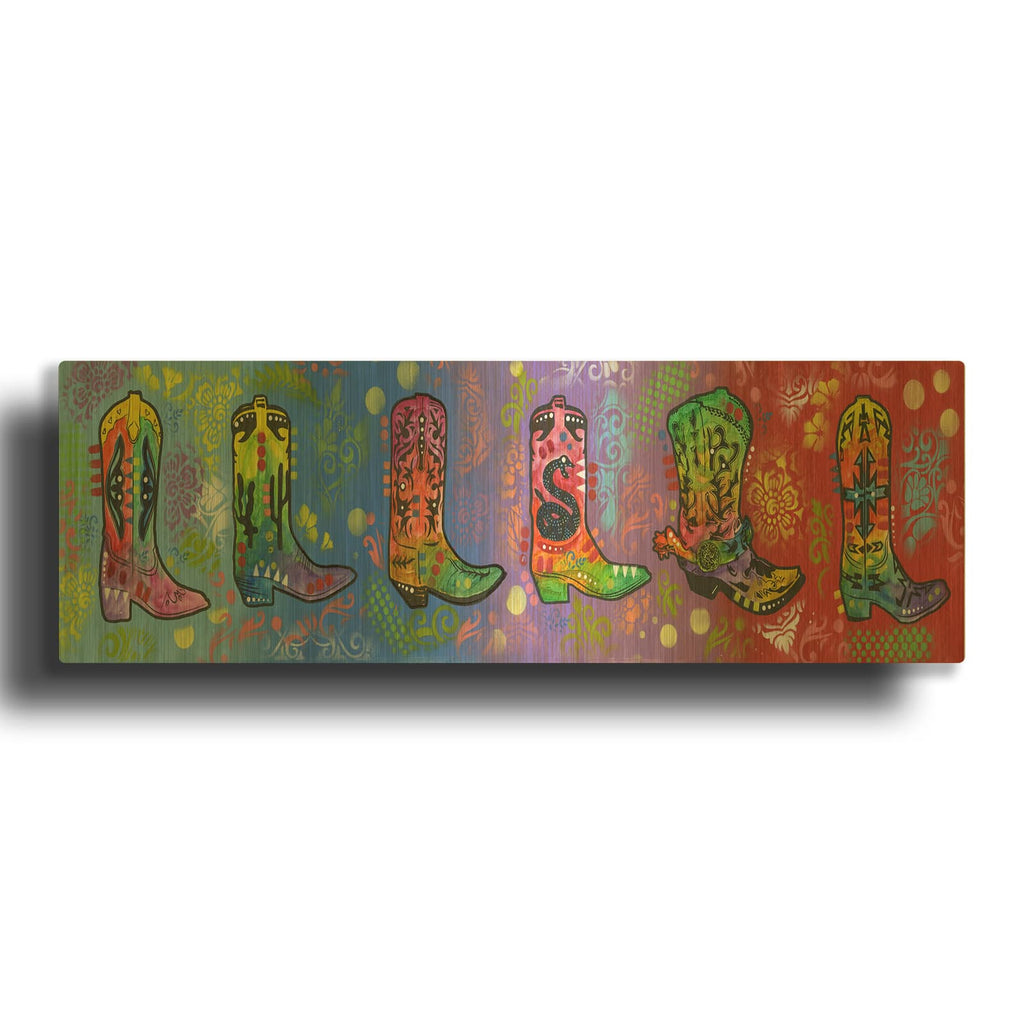 'Line Dance' By Dean Russo Gold Metal Wall Art
