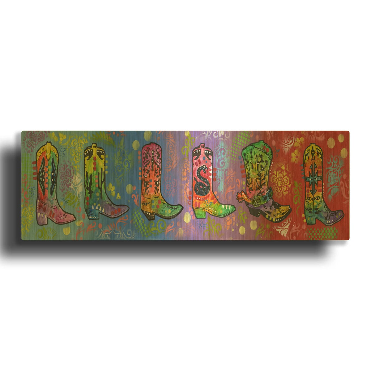 'Line Dance' By Dean Russo Gold Metal Wall Art