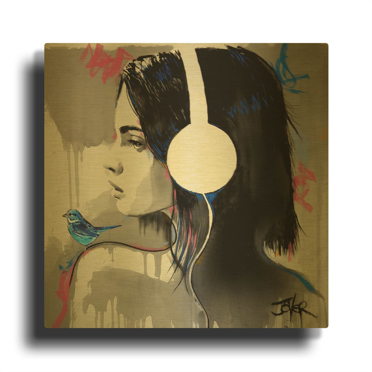 'Life is Music' By Loui Jover Gold Metal Wall Art