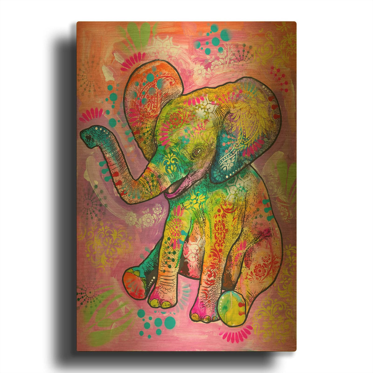 'Aminal Bebees - Elephant Sit' By Dean Russo Gold Metal Wall Art