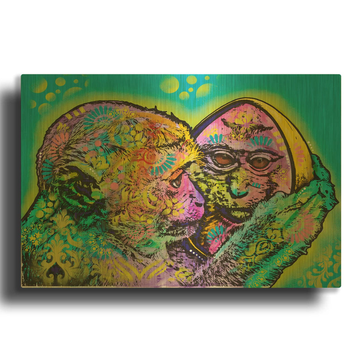 'Aminal Bebees - Lil Monkey Reflection' By Dean Russo Gold Metal Wall Art