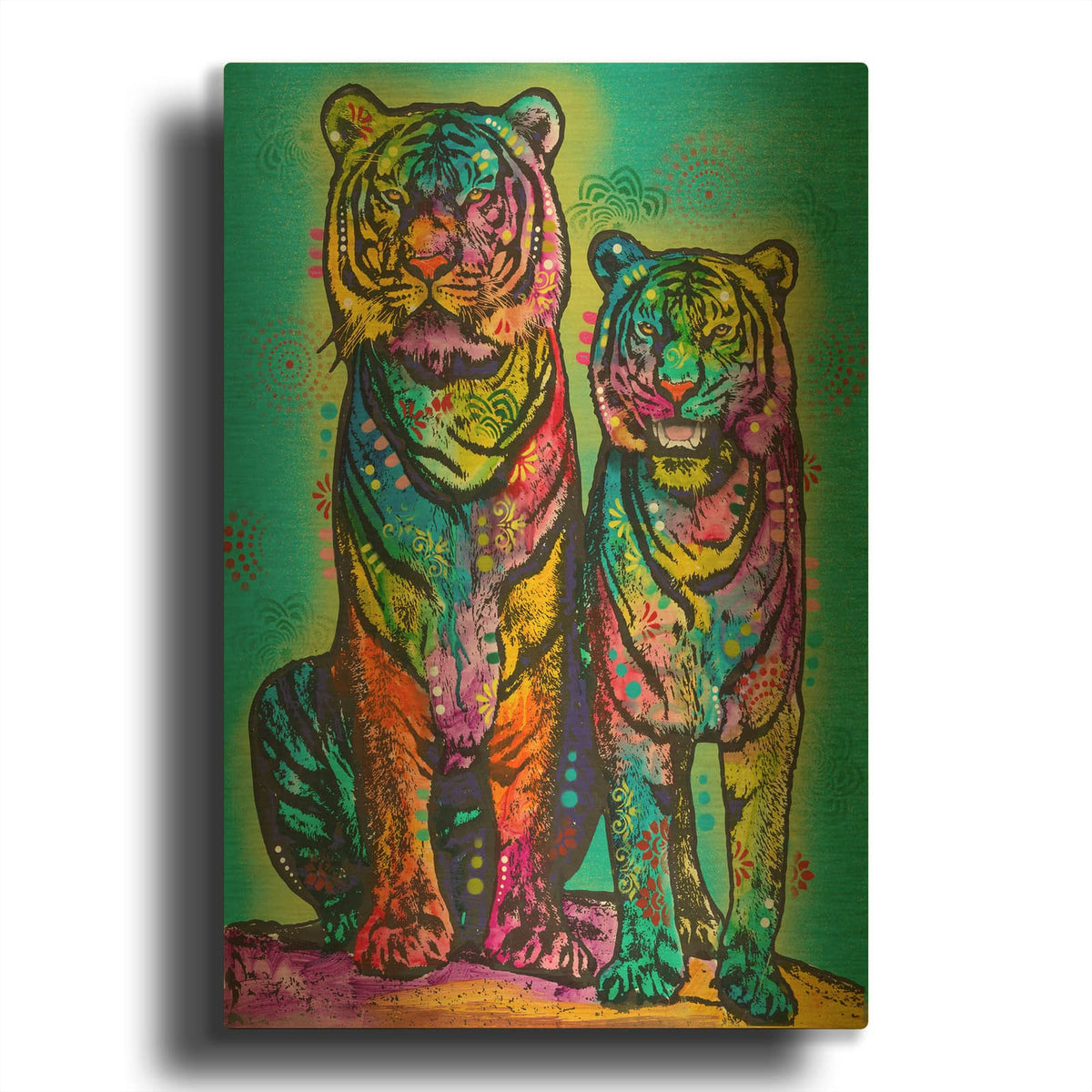 'Aminal Bebees - Los Tigres' By Dean Russo Gold Metal Wall Art