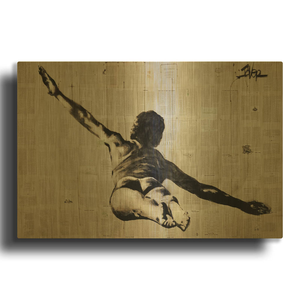 'Flying Free Man' By Loui Jover Gold Metal Wall Art