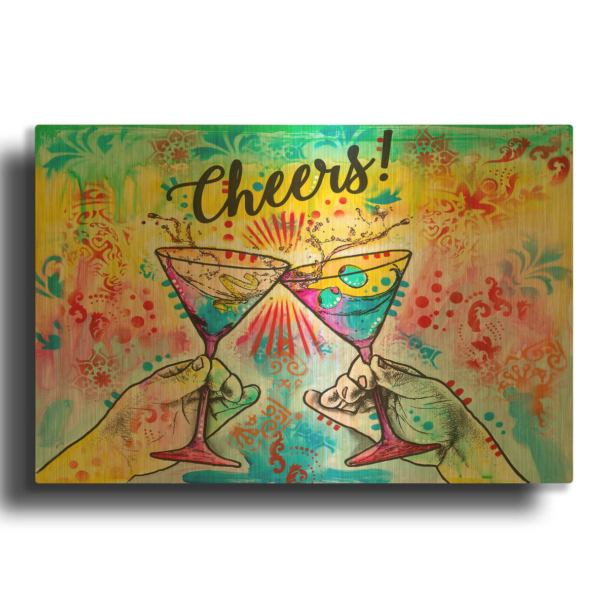 'Cheers - Martini Splash' By Dean Russo Gold Metal Wall Art