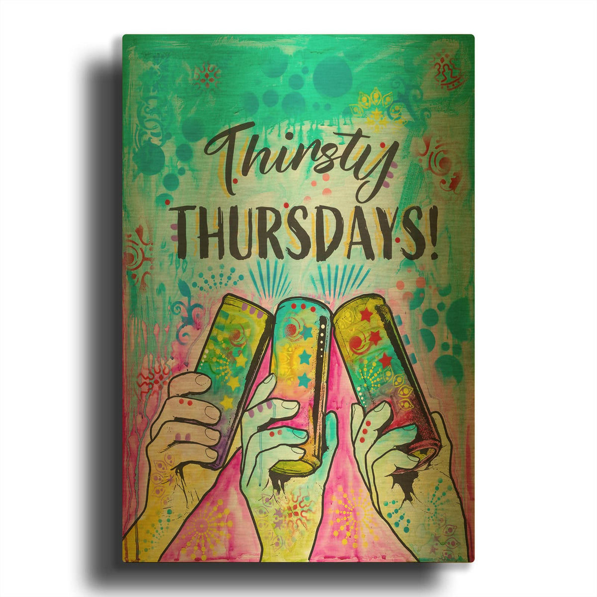 'Cheers - Thirsty Thursdays' By Dean Russo Gold Metal Wall Art