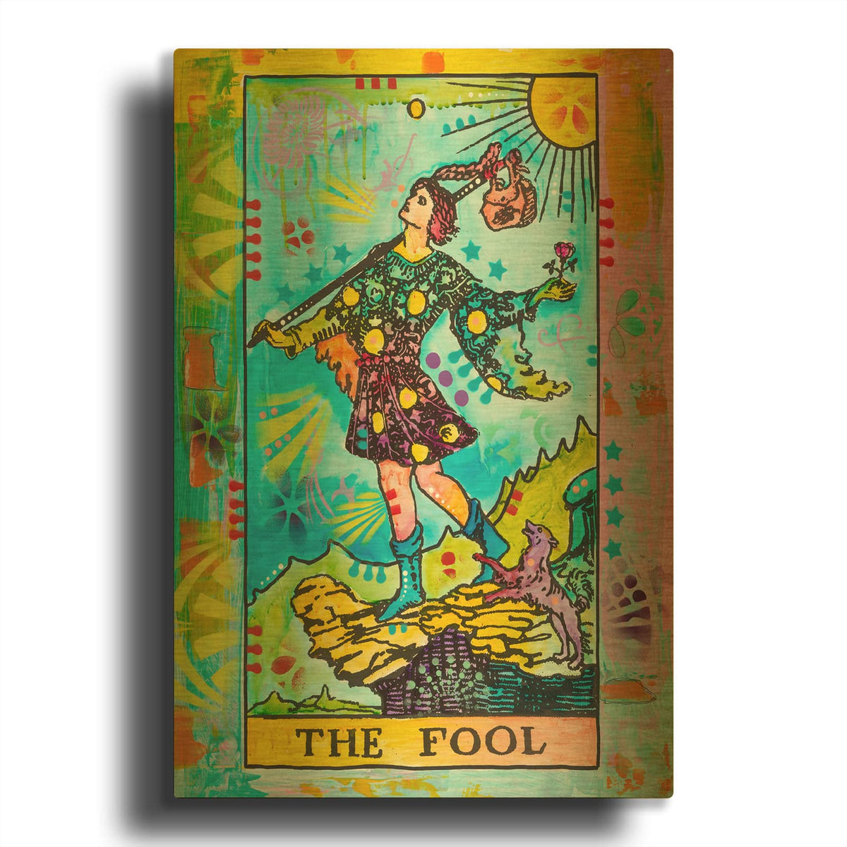 'Tarot - The Fool' By Dean Russo Gold Metal Wall Art