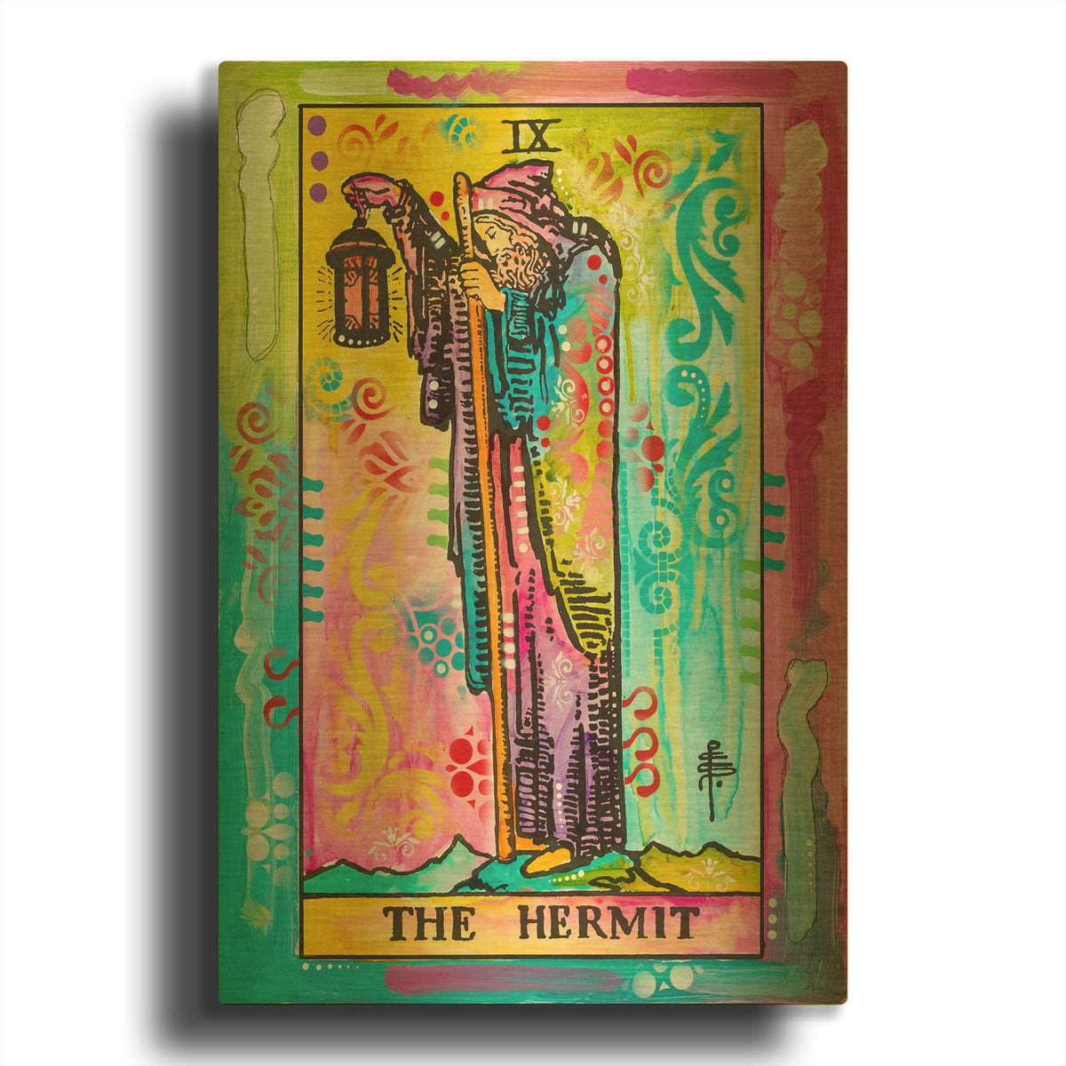 'Tarot - The Hermit' By Dean Russo Gold Metal Wall Art