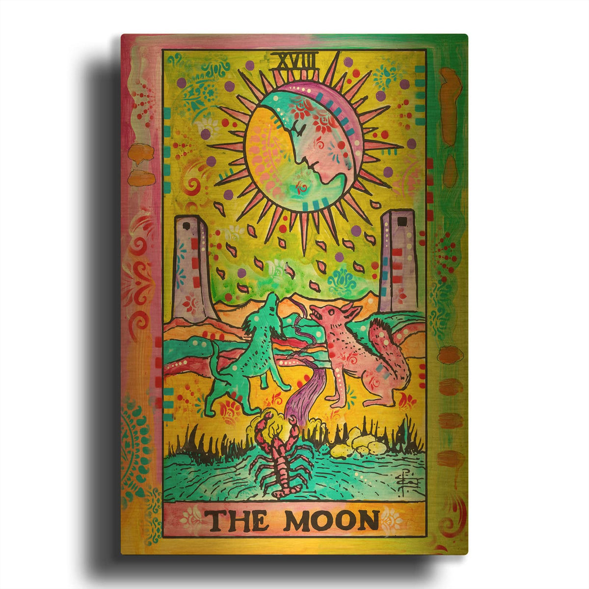 'Tarot - The Moon' By Dean Russo Gold Metal Wall Art