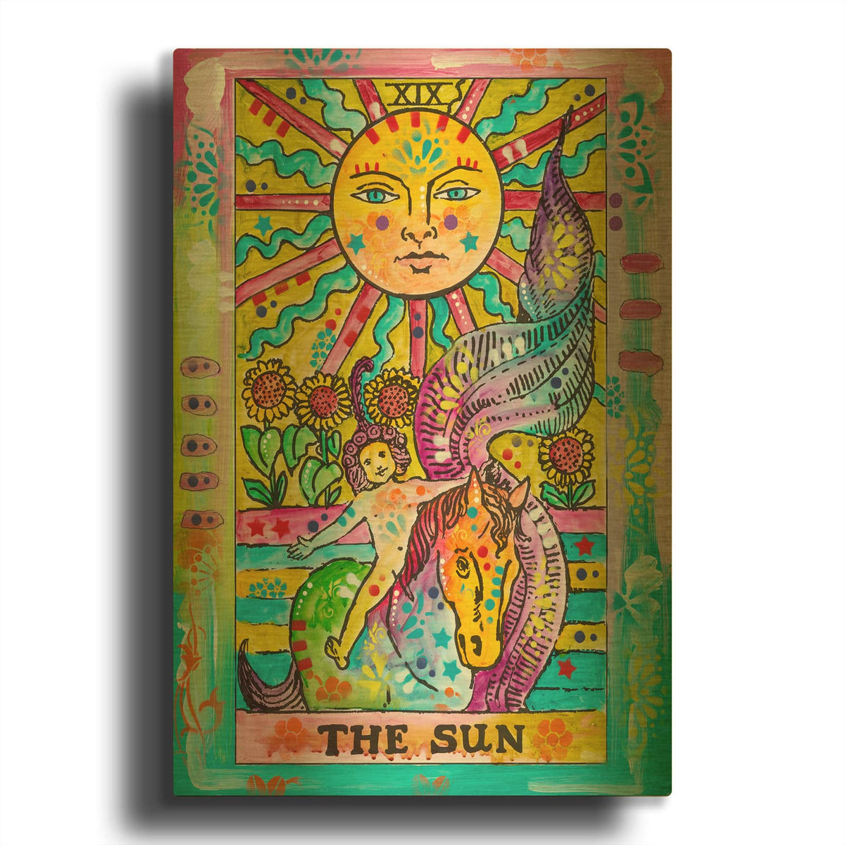 'Tarot - The Sun' By Dean Russo Gold Metal Wall Art