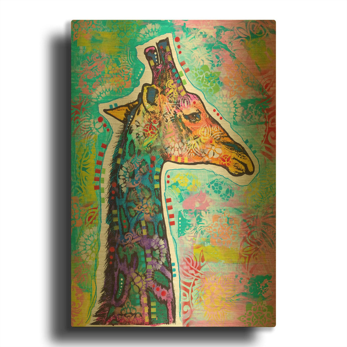 'Giraffe 2' By Dean Russo Gold Metal Wall Art