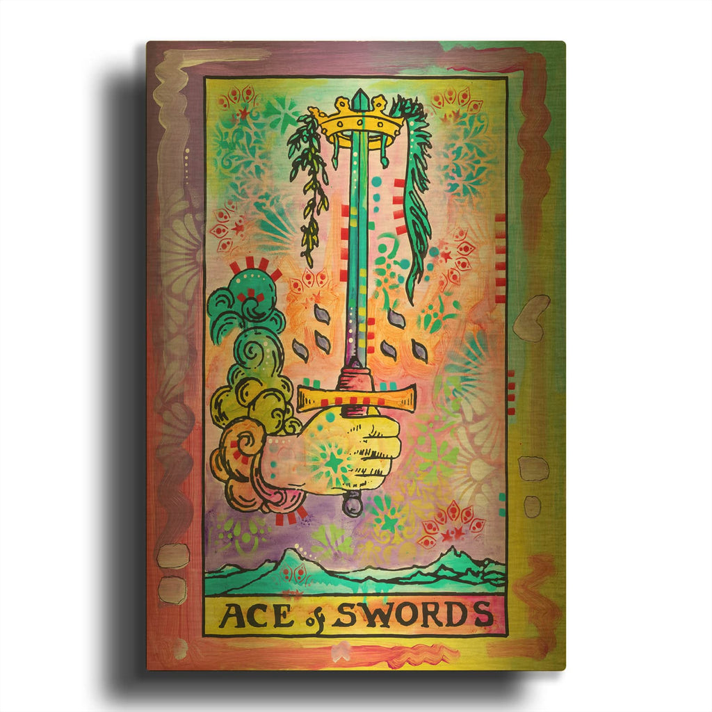'Tarot - Ace Of Swords' By Dean Russo Gold Metal Wall Art