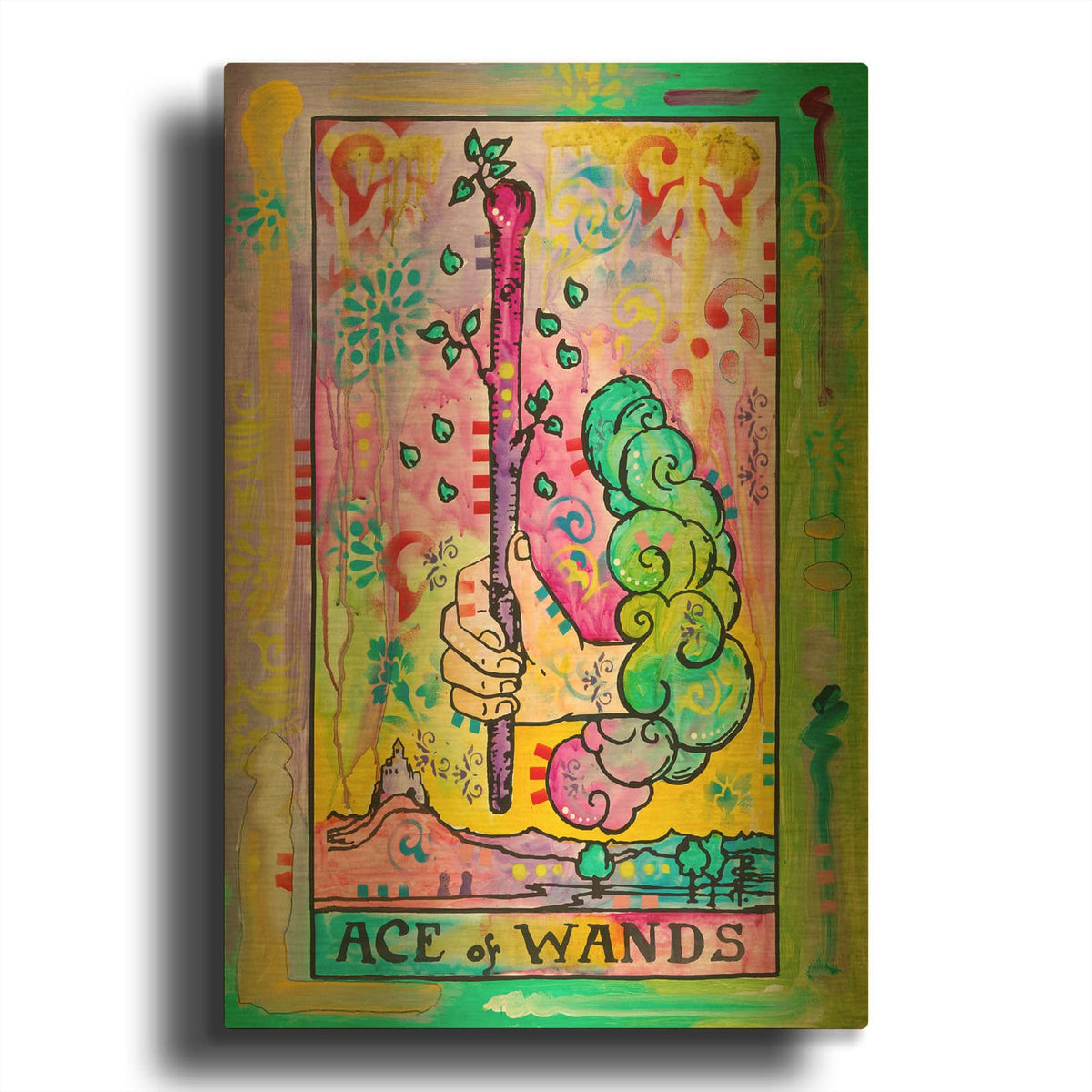 'Tarot - Ace Of Wands' By Dean Russo Gold Metal Wall Art