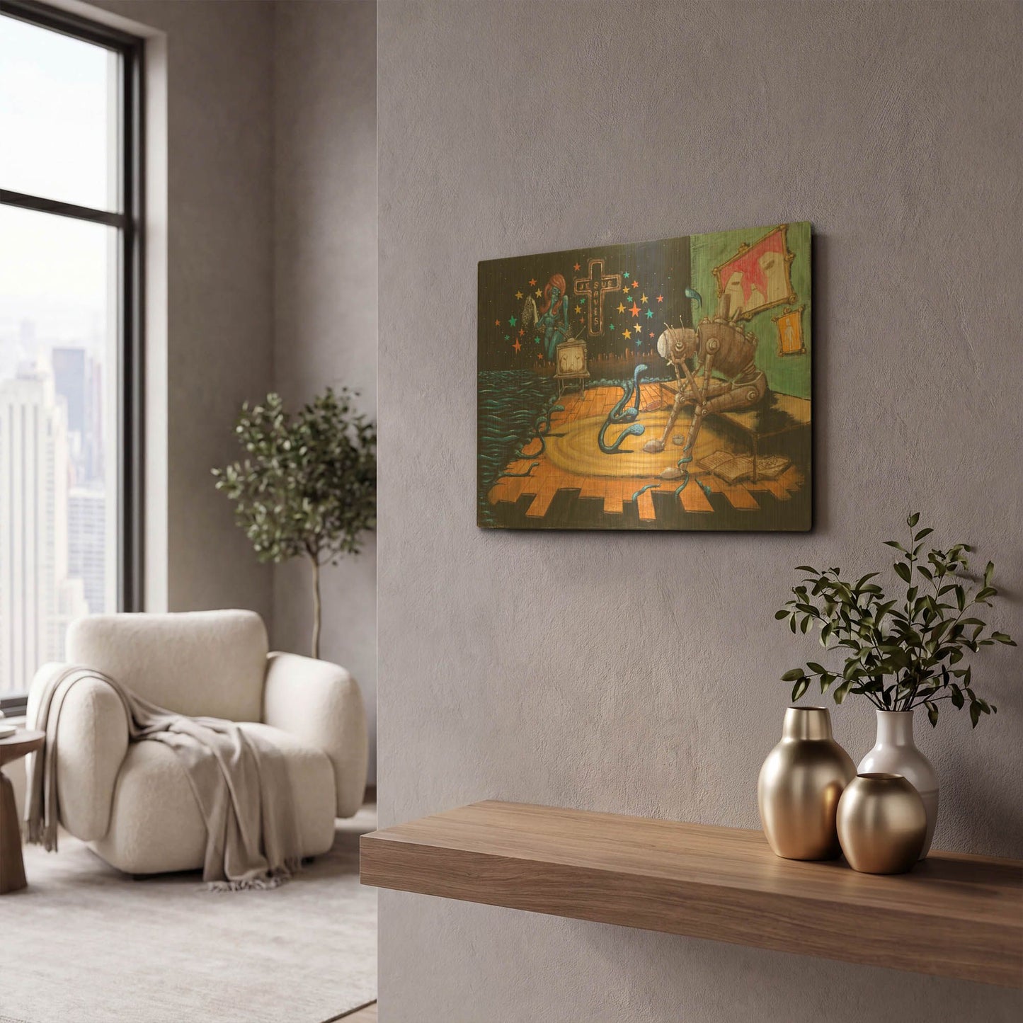 'Jesus Saves' By Craig Snodgrass Gold Metal Wall Art