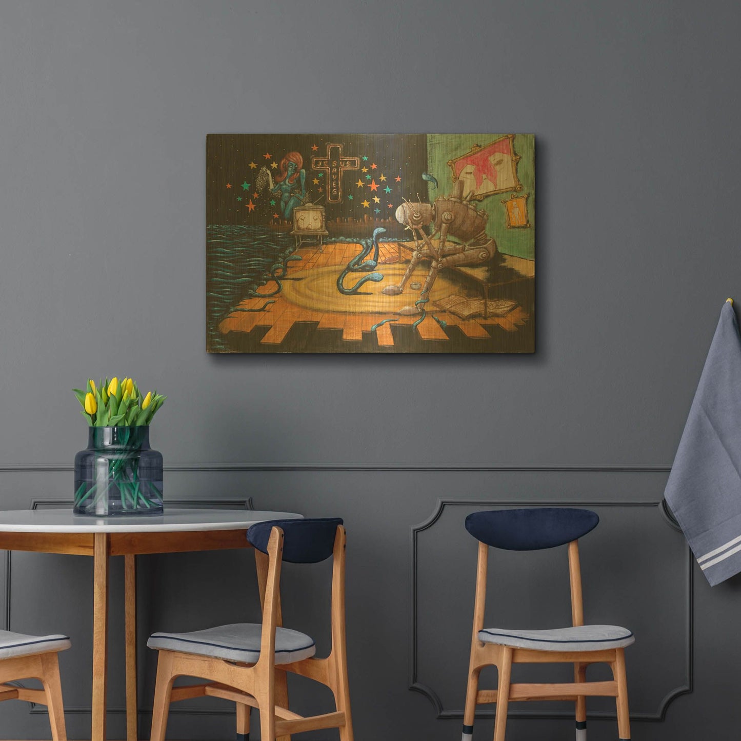 'Jesus Saves' By Craig Snodgrass Gold Metal Wall Art