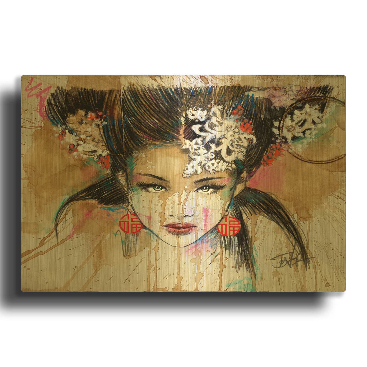 'Lady Luck' By Loui Jover Gold Metal Wall Art