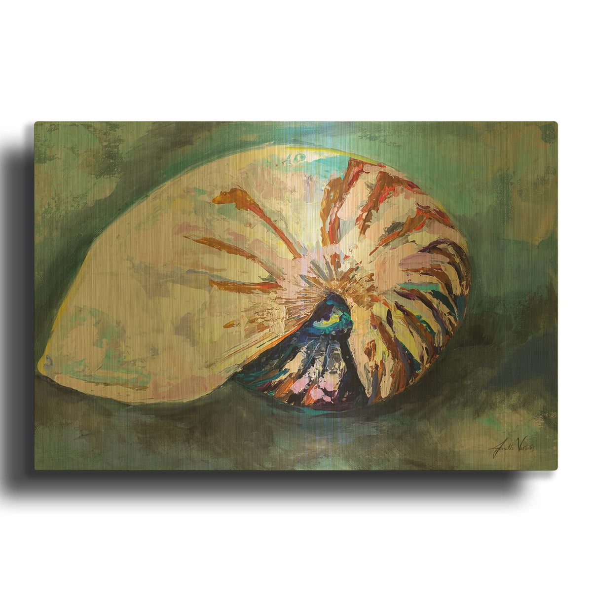 'Nautilus Shell' By Jeanette Vertentes Gold Metal Wall Art