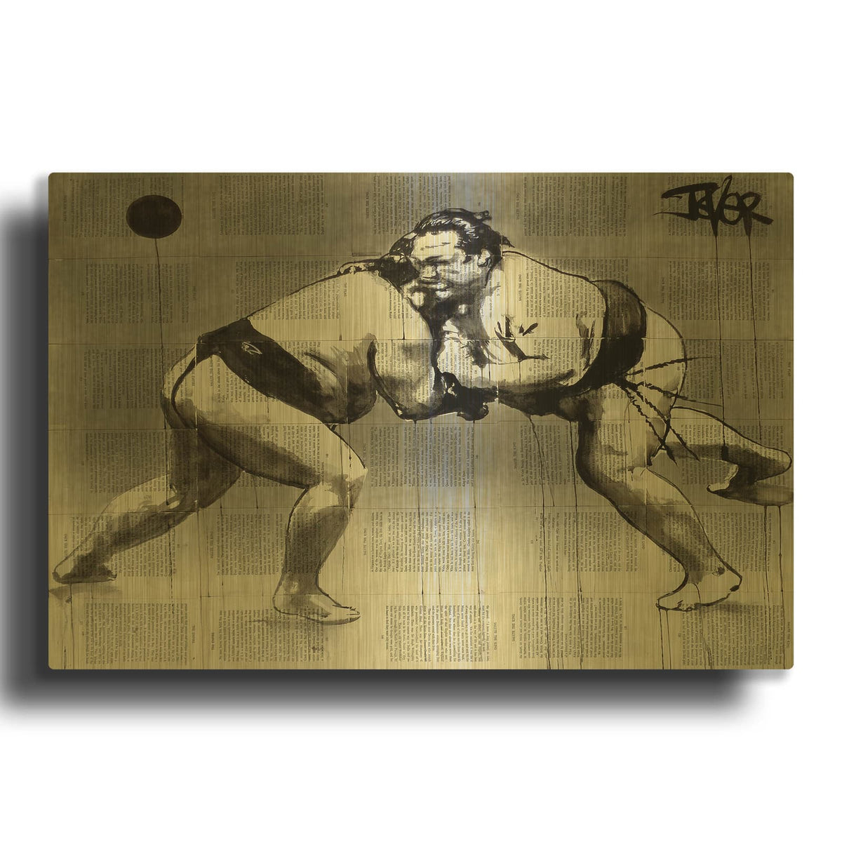 'Sumo' By Loui Jover Gold Metal Wall Art
