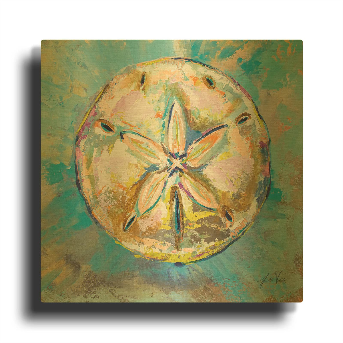 'Sand Dollar' By Jeanette Vertentes Gold Metal Wall Art