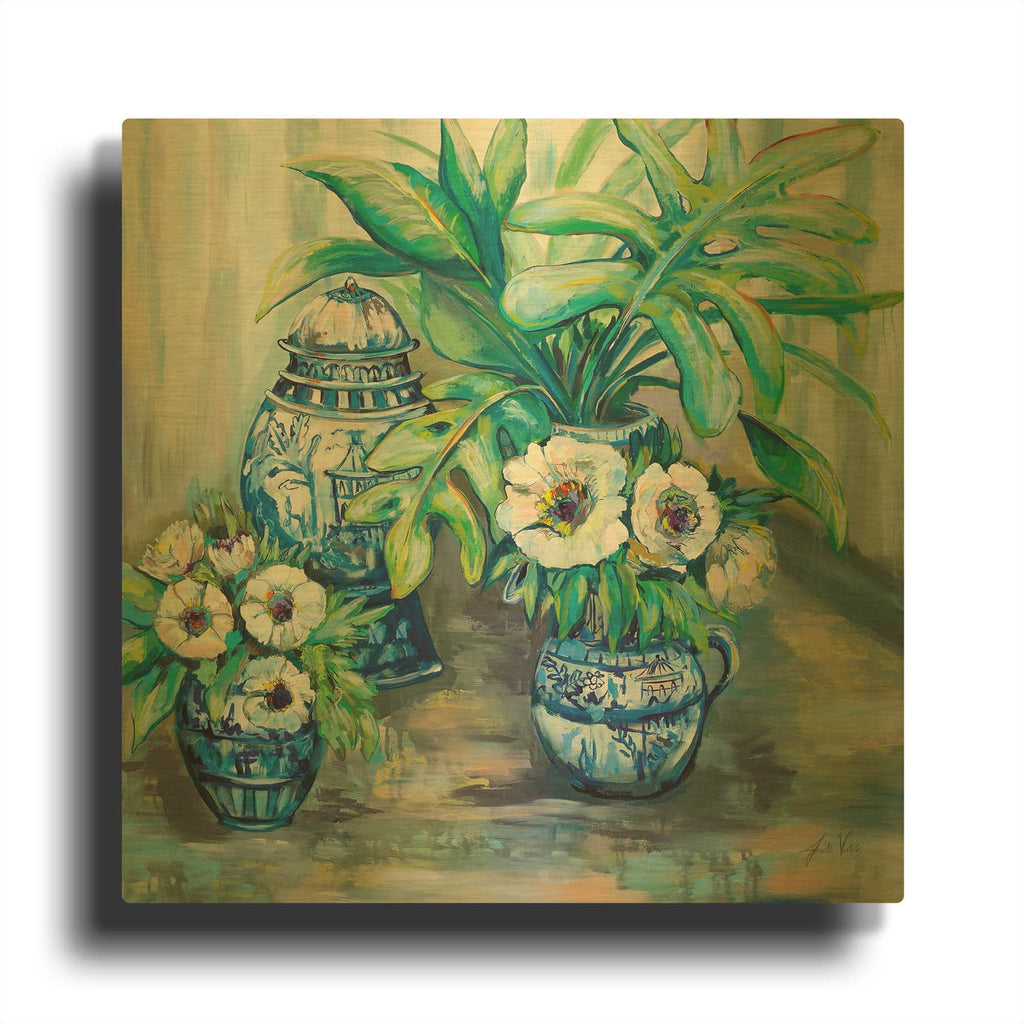'Chinoiserie Day' By Jeanette Vertentes Gold Metal Wall Art