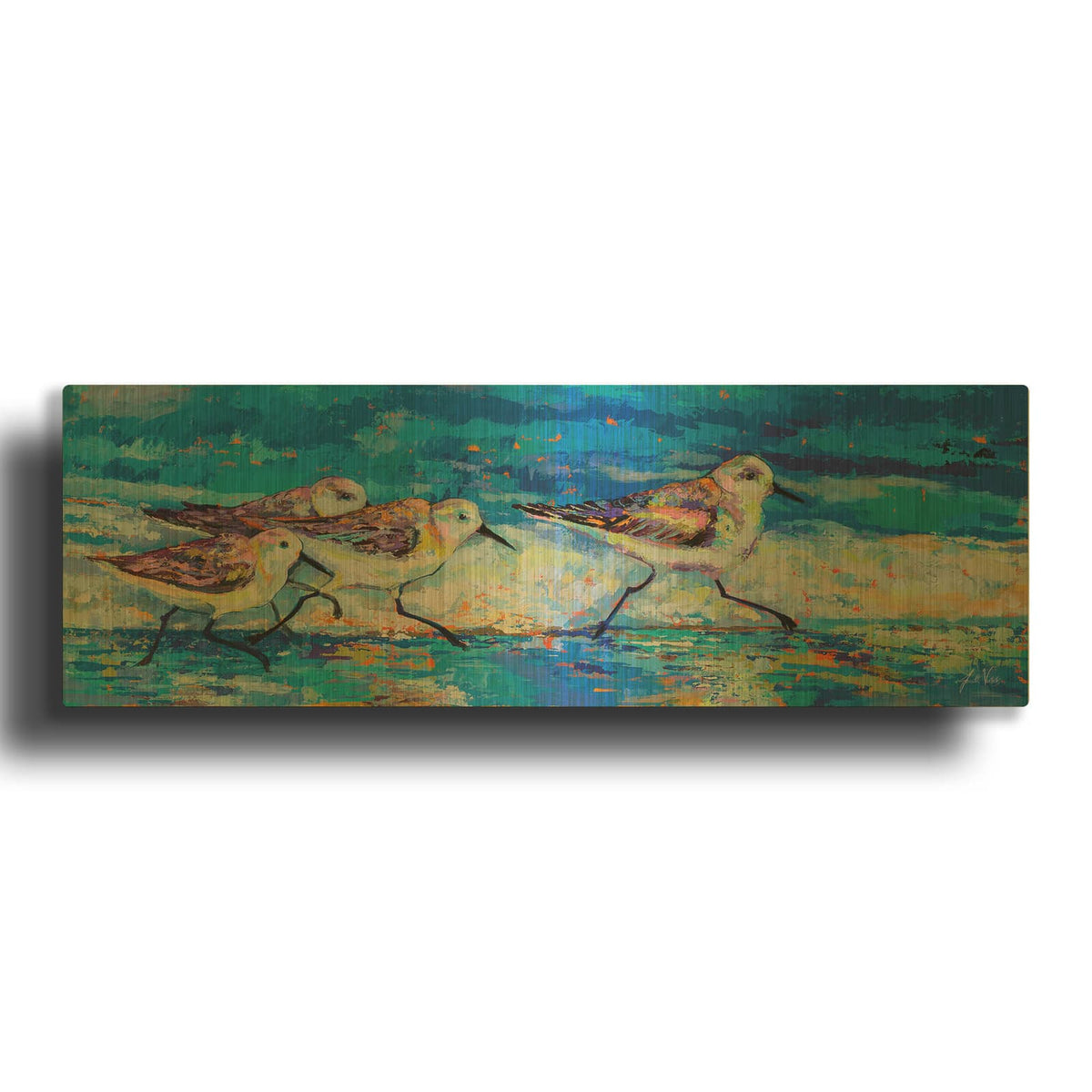 'Racing Plovers' By Jeanette Vertentes Gold Metal Wall Art