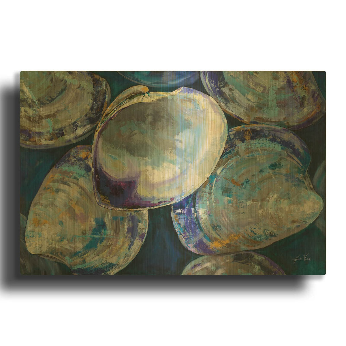 'Quahog Dig' By Jeanette Vertentes Gold Metal Wall Art