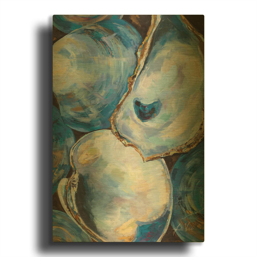 'Matununk Shells Light' By Jeanette Vertentes Gold Metal Wall Art