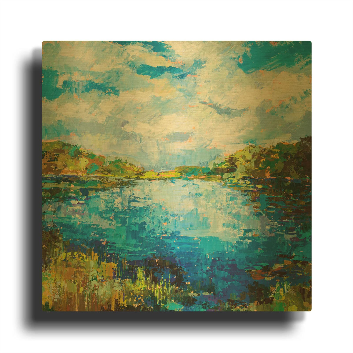 'Lakeside' By Jeanette Vertentes Gold Metal Wall Art