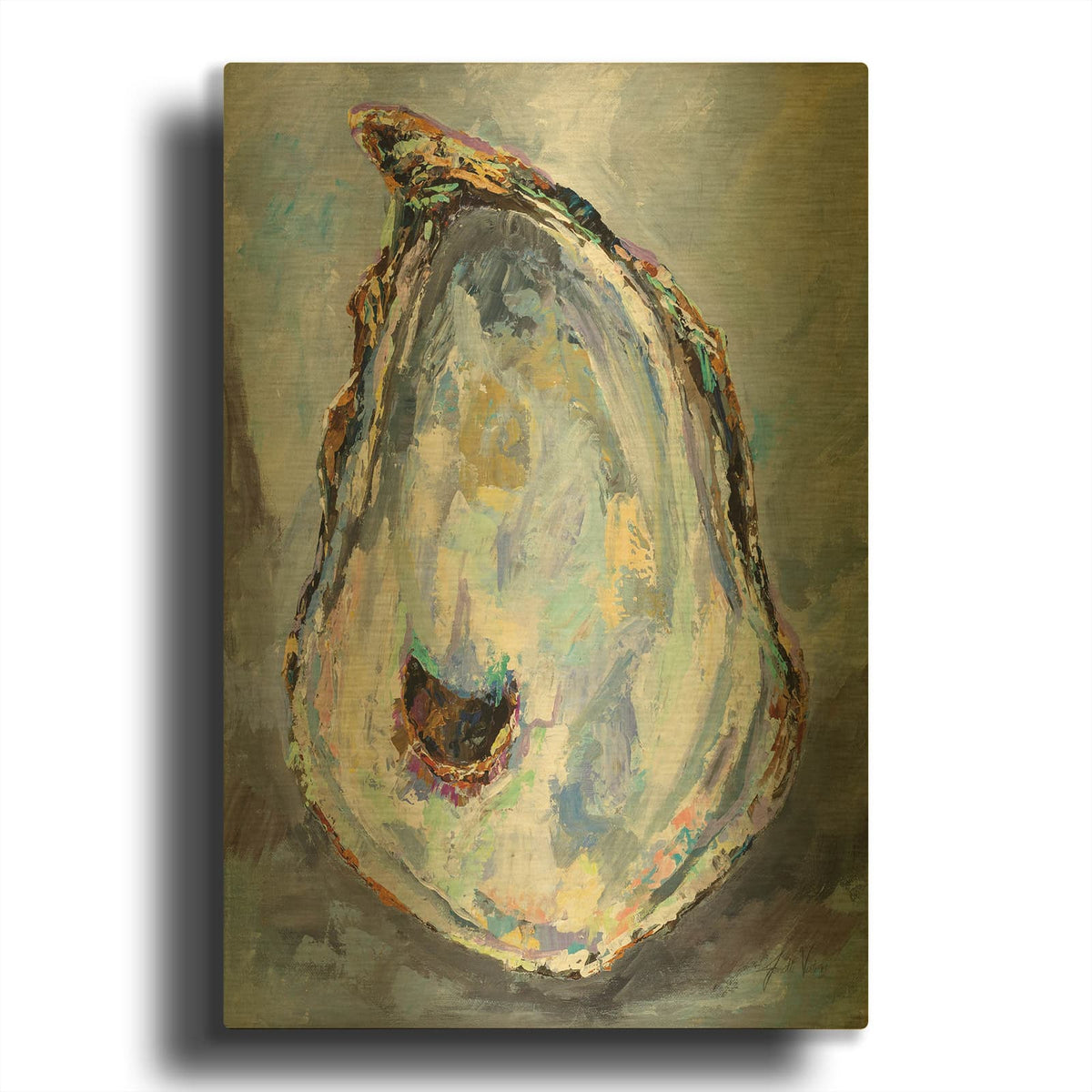 'Gray Oyster' By Jeanette Vertentes Gold Metal Wall Art