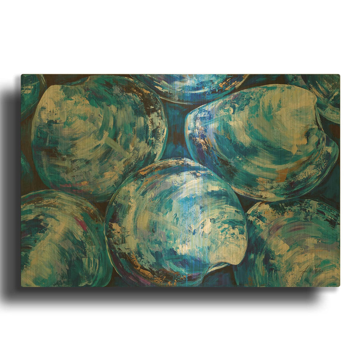 'Group Of Quahogs' By Jeanette Vertentes Gold Metal Wall Art