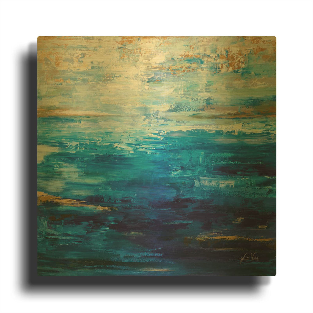 'Deep Blue' By Jeanette Vertentes Gold Metal Wall Art