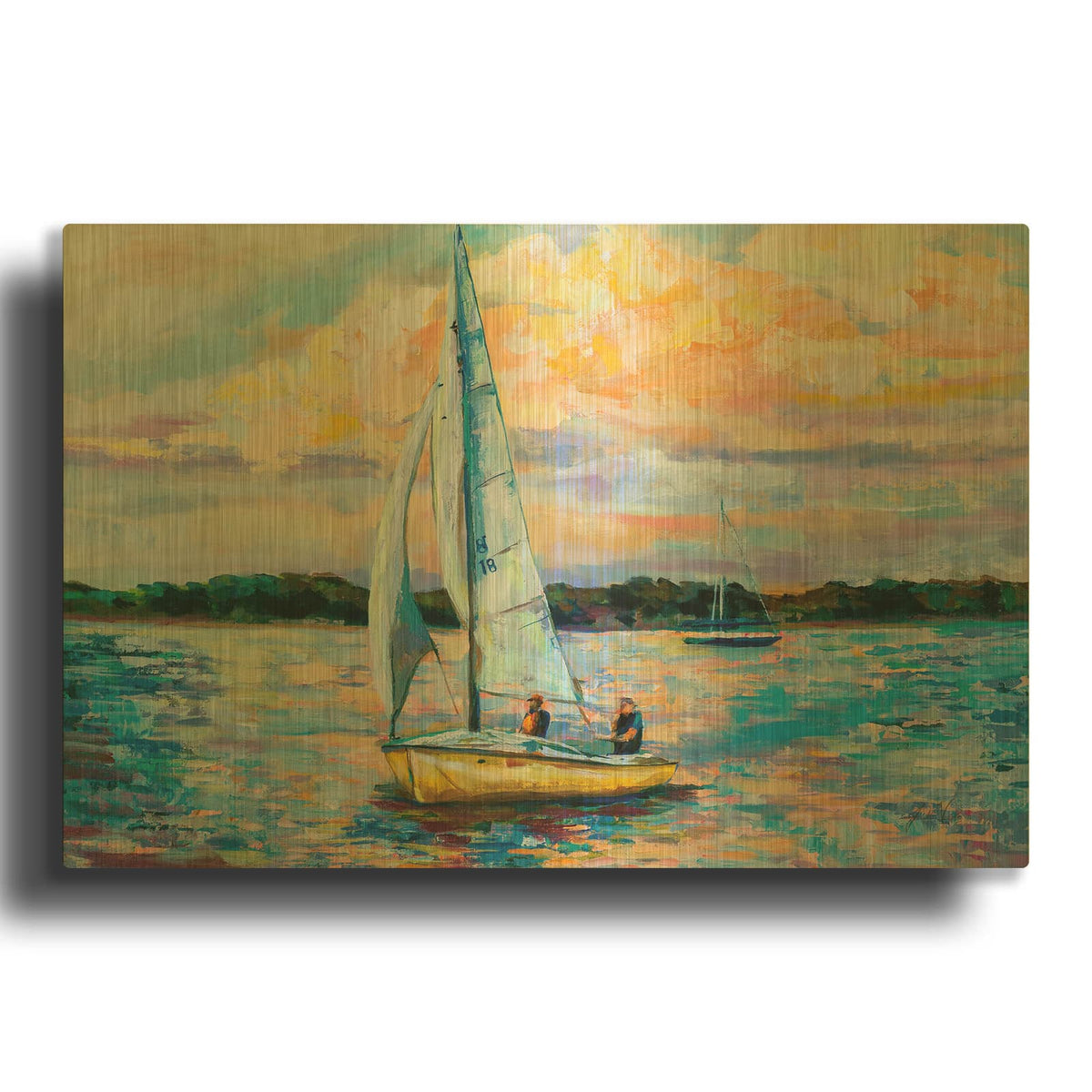 'Sunday Sail' By Jeanette Vertentes Gold Metal Wall Art