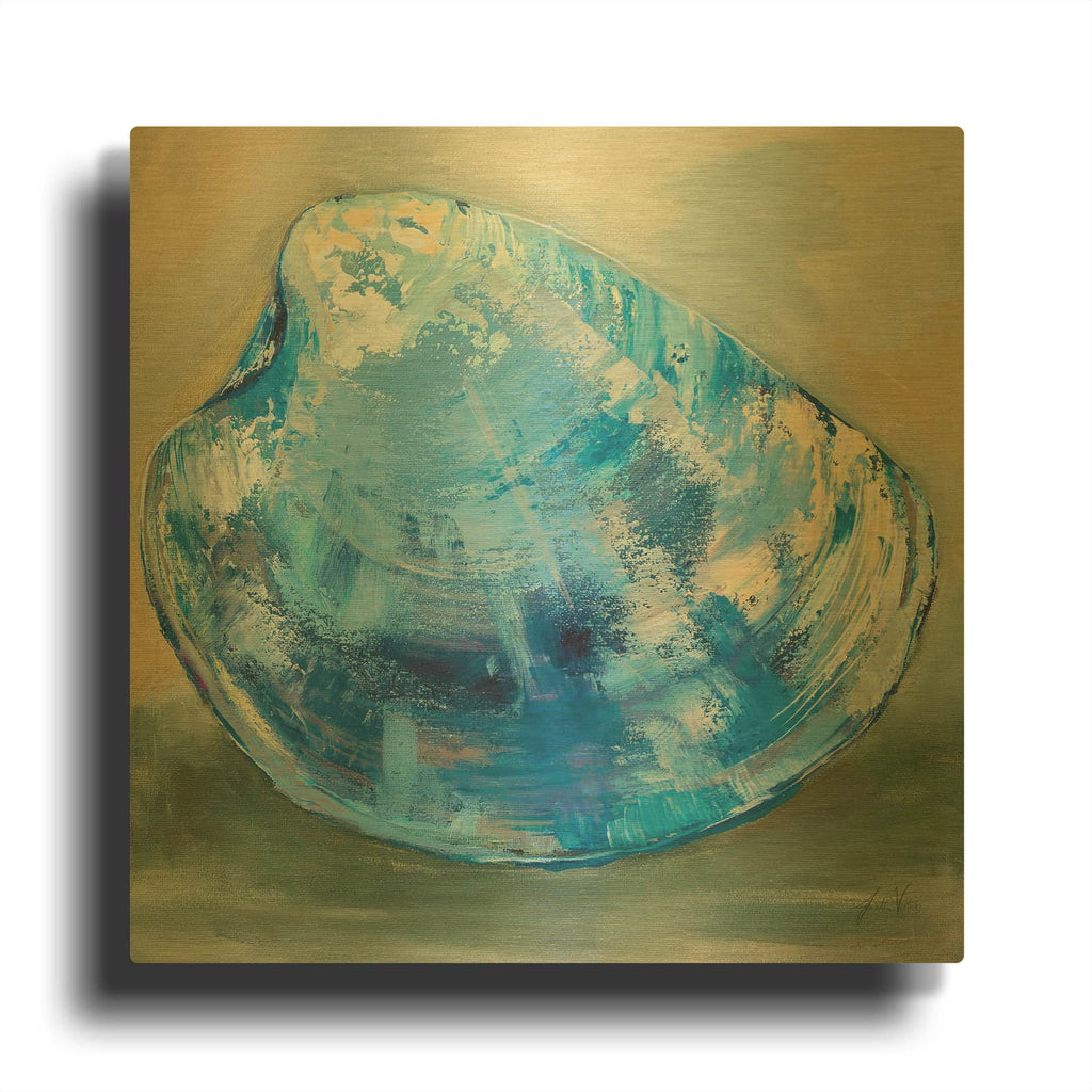 'Beach Comber Dark Blue' By Jeanette Vertentes Gold Metal Wall Art