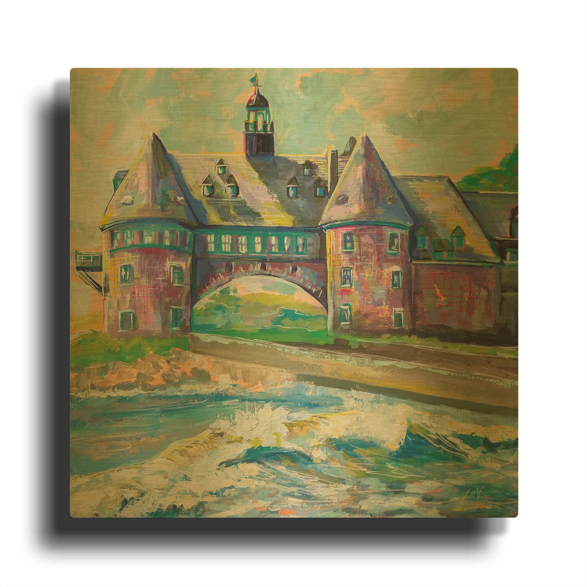 'Coastal Towers' By Jeanette Vertentes Gold Metal Wall Art