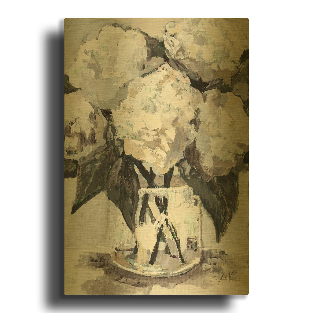 'Beach House Bouquet Neutral' By Jeanette Vertentes Gold Metal Wall Art