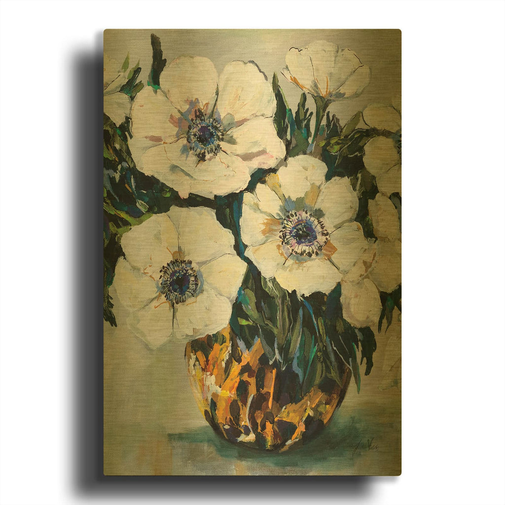 'Fall Festive White' By Jeanette Vertentes Gold Metal Wall Art