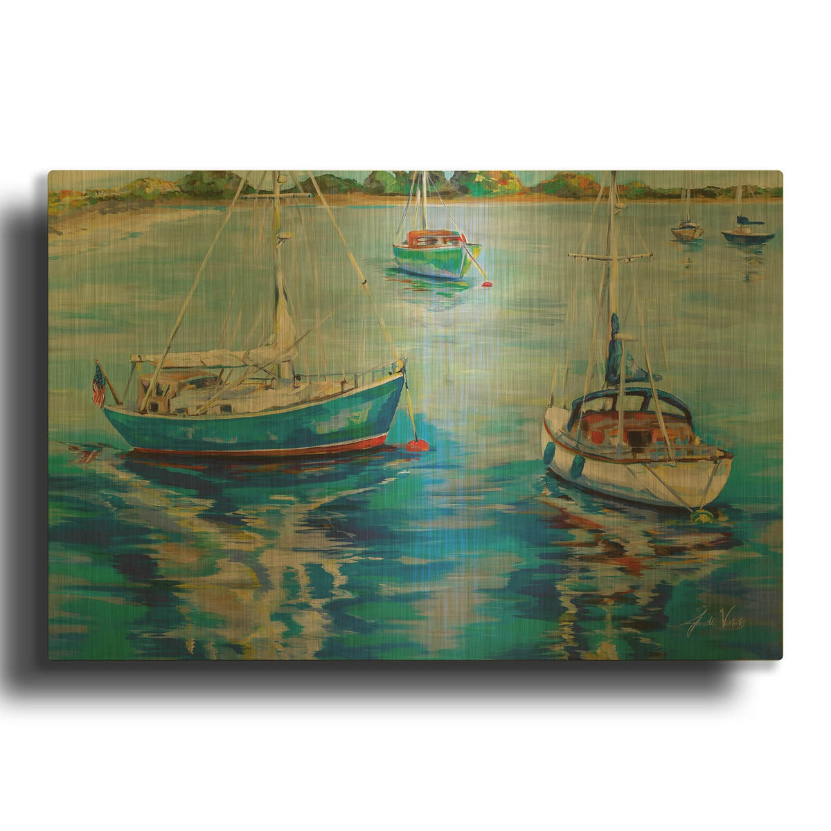 'In The Cove' By Jeanette Vertentes Gold Metal Wall Art