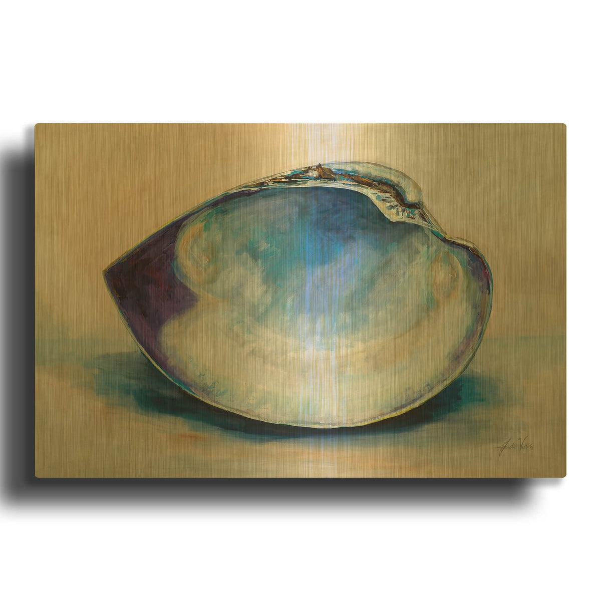 'Quahog Shell' By Jeanette Vertentes Gold Metal Wall Art