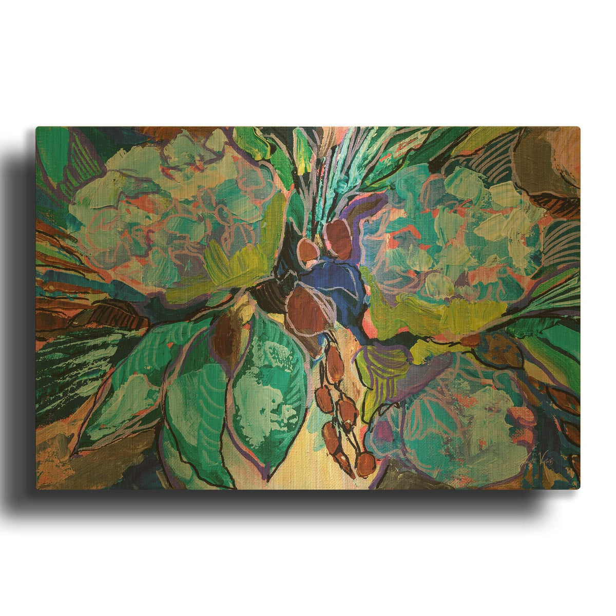 'Hydrangea Harmony' By Jeanette Vertentes Gold Metal Wall Art